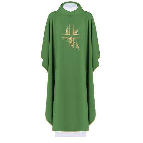 Chasuble with Embroidered Cross and Wheat Symbol Design KOR/016