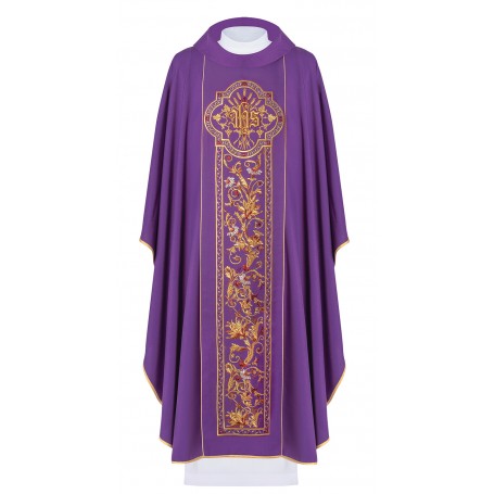 Chasuble in Wool Blend Fabric With Rich JHS Design KOR/056
