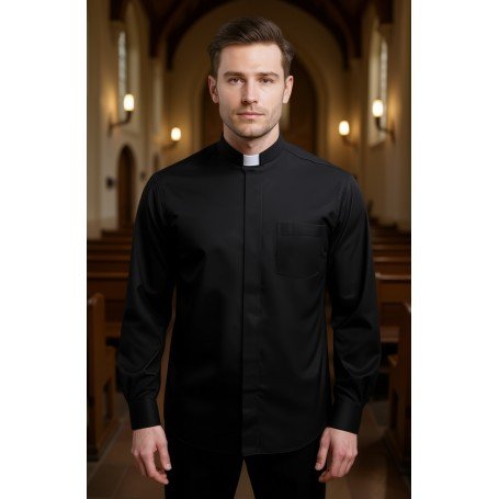 Black Clergy Shirt Long Sleeve Non Iron