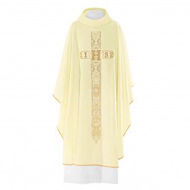 Chasuble in Wool Blend Fabric with Cross & JHS Design  KOR/051