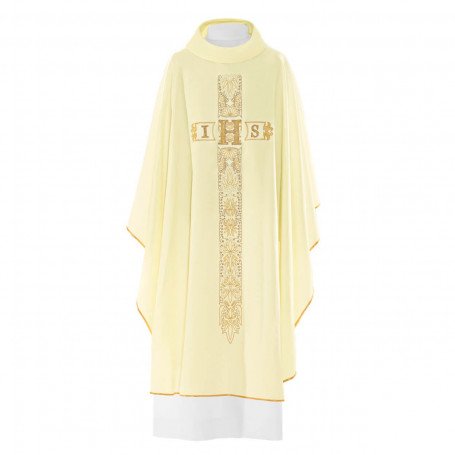 Chasuble in Wool Blend Fabric with Cross & JHS Design  KOR/051