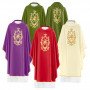 Chasuble in Wool Blend Fabric with Chi Rho, Alpha & Omega    KOR/069