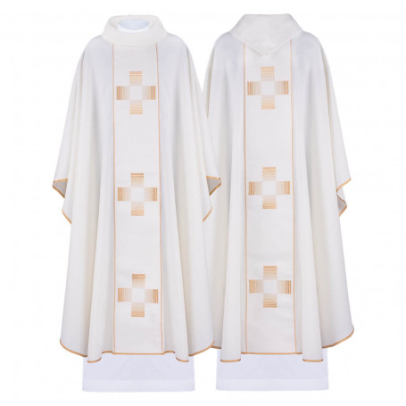 Chasuble with Geometrical Crosses in Wool Blend Fabric HA7011
