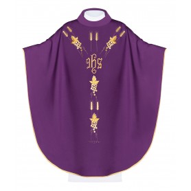Chasuble Embroidered with IHS Symbol Grapes and Wheat Vestment KOR/057