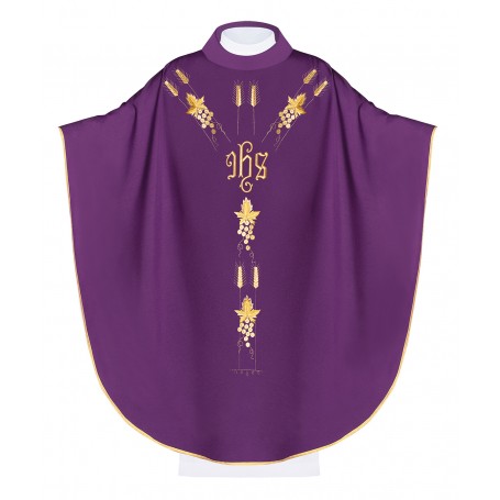 Chasuble Embroidered with IHS Symbol Grapes and Wheat Vestment KOR/057