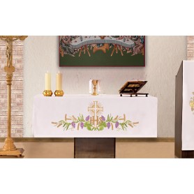 Altar tablecloth with frontal embroidery "IHS and Cross" KOH/007