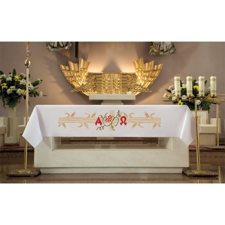 Altar tablecloth with frontal embroidery "Alpha Omega" KOH/014