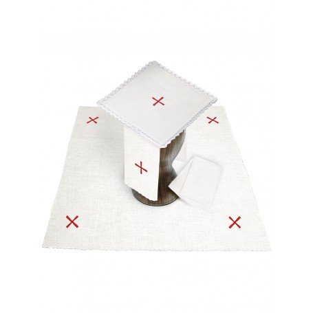 Mass Altar Linens Set with Small Red Cross  KKL/136